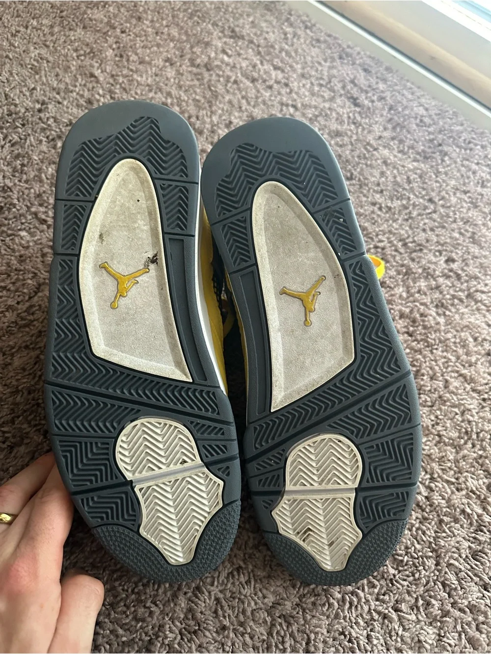 Jordan Yellow and Gray Retro High-Top Sneakers